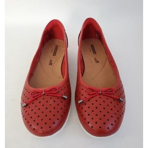 Clarks Gracelin Lea Red Leather Ballet Flats 9M